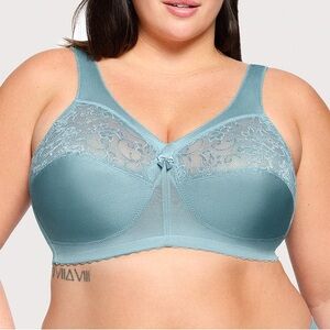 Glamorise MagicLift Original Support Bra Wireless wire Free Blue Size 42i New